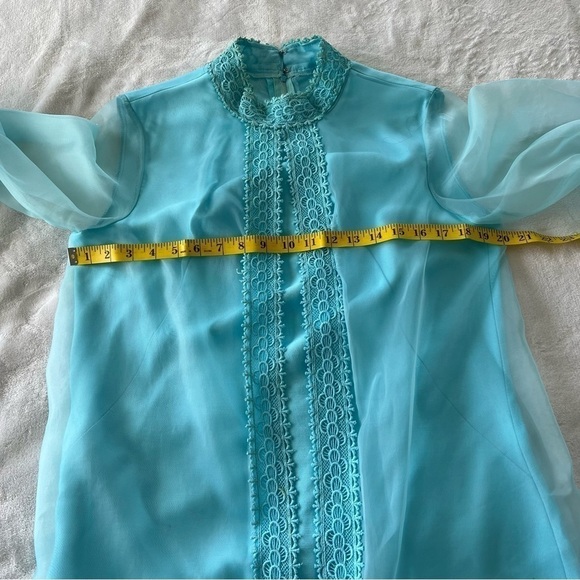 VINTAGE 1970s Shift Dress With Balloon Sleeves and Vest - Picture 11 of 12